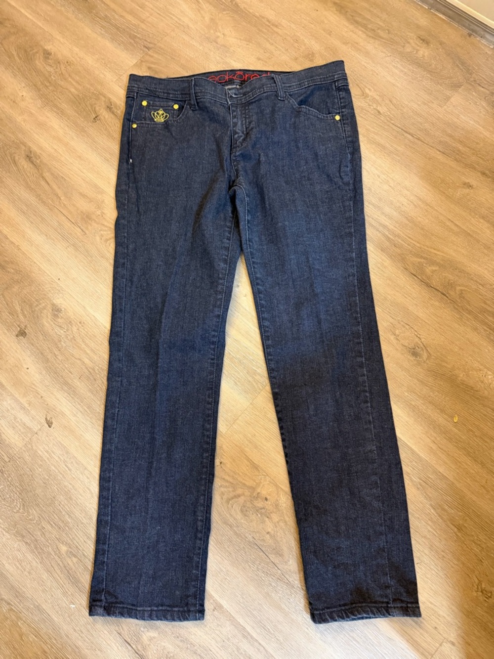 Ecko Red Dark Wash Bootcut Jeans Y2K Embroidered